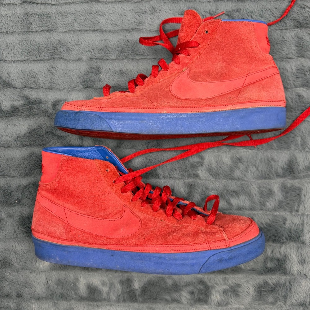 Nike Blazer Mid Premium Red Suede Blue 346725-661 Mens 12 High Top Sneakers
